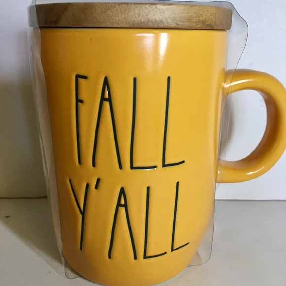 Rae Dunn Other - Rae Dunn Fall Y’All Gold Ceramic Mug Wooden Lid